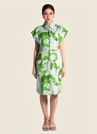 Robe mi-longue imprimé fantaisie manches courtes vert TARA JARMON femme