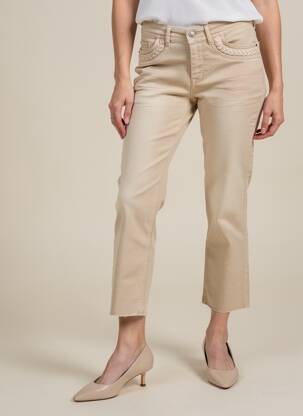 Pantalon 7/8 fermeture zippée sous rabat boutonné beige STREET ONE femme