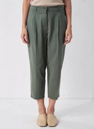 Pantalon 7/8 fermeture zippée sous rabat boutonné vert LPB LES PETITES BOMBES  femme