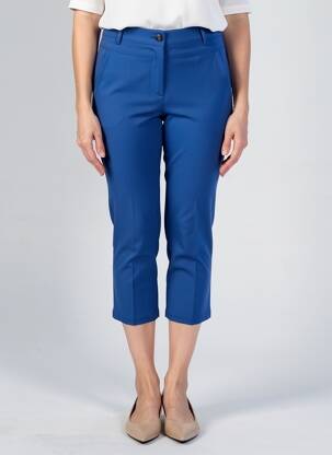 Pantalon 7/8 fermeture zippée sous rabat boutonné bleu STREET ONE femme