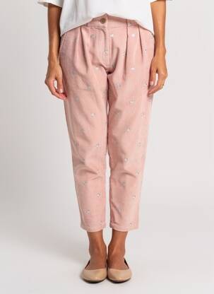 Pantalon 7/8 fermeture zippée sous rabat boutonné rose CHICOSOLEIL femme