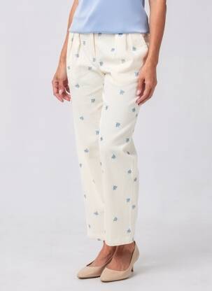 Pantalon 7/8 fermeture zippée sous rabat boutonné blanc CHICOSOLEIL femme