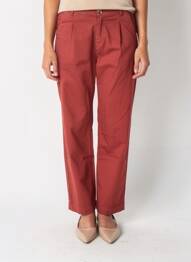 Pantalon droit fermeture zippée sous rabat boutonné marron LEON & HARPER femme