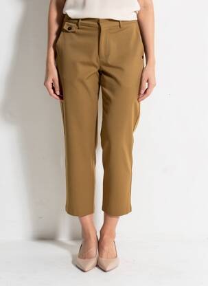 Pantalon 7/8 fermeture zippée sous rabat avec crochet marron SURKANA femme