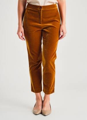 Pantalon 7/8 fermeture zippée sous rabat boutonné marron SURKANA femme