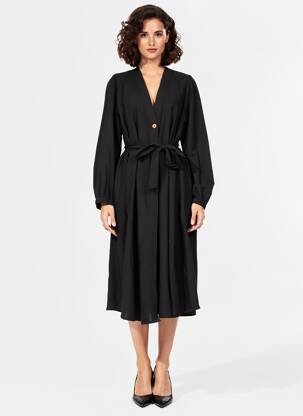 Robe longue manches longues manches longues noir CHICOSOLEIL femme