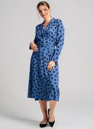 Robe mi-longue imprimé fantaisie manches longues bleu LEON & HARPER femme