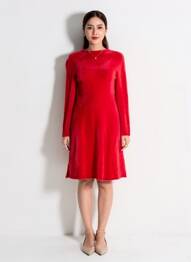 Robe pull col rond manches longues rouge SURKANA femme