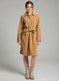 Robe mi-longue manches longues manches longues beige LEON & HARPER femme