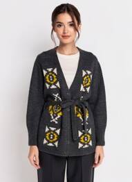 Gilet manches longues coupe cintrée gris LEON & HARPER femme