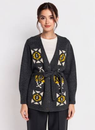 Gilet manches longues coupe cintrée gris LEON & HARPER femme