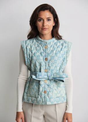Veste casual col rond bleu CHICOSOLEIL femme