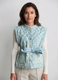 Veste casual col rond bleu CHICOSOLEIL femme