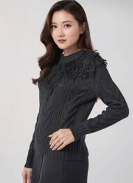 Pull coupe droite manches longues gris LEON & HARPER femme