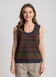 Pull col v sans manche bleu LEON & HARPER femme