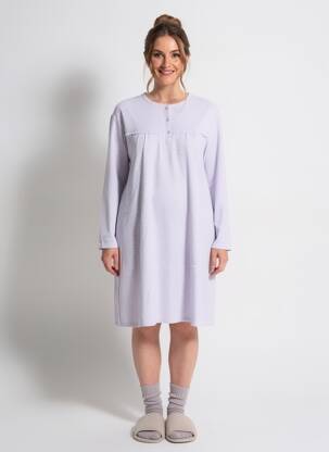 Chemise de nuit manches longues violet LUNA femme
