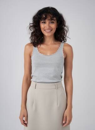 Débardeur stretch sans manche gris LEFTIES femme