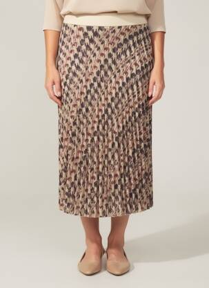 Jupe longue imprimé fantaisie beige ELEONORA AMADEI femme