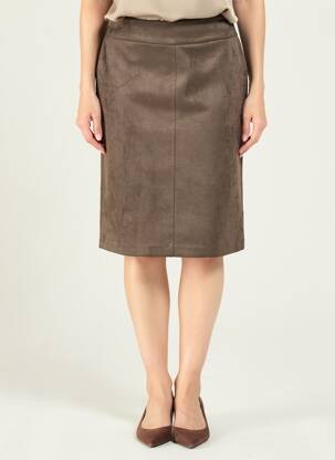 Jupe mi-longue taille normale marron GEVANA femme