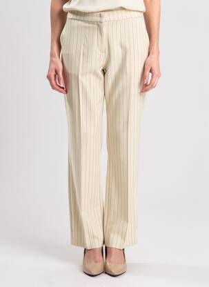 Pantalon droit tissage crêpe taille haute beige TONI femme