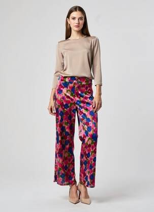 Pantalon droit stretch taille normale rose LEO & UGO femme