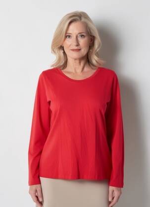 T-shirt manches longues manches longues rouge DOLCEZZA femme