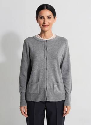Gilet manches longues col rond gris DIANE LAURY femme