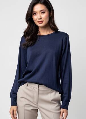 Pull coupe cintrée manches longues bleu GEVANA femme