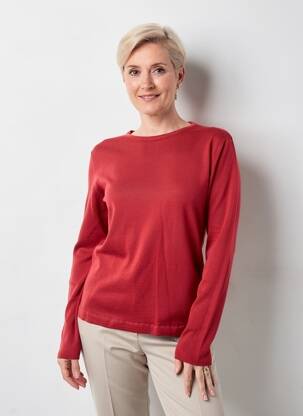 Pull coupe cintrée manches longues rouge GEVANA femme