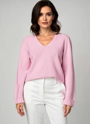 Pull coupe droite manches longues rose MARIA BELLENTANI femme