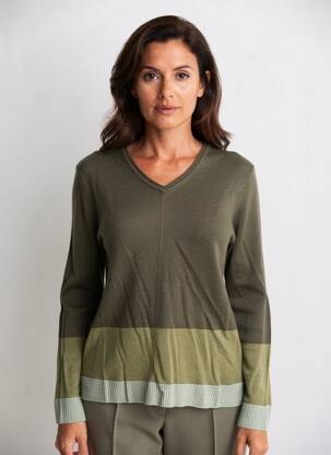 Pull coupe droite manches longues vert MARIA BELLENTANI femme