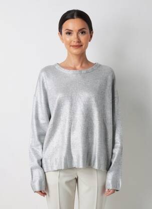 Pull coupe droite manches longues argent LOLA CASADEMUNT femme