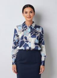 Chemisier imprimé fantaisie manches longues bleu MARIA BELLENTANI femme