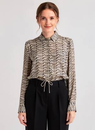 Blouse imprimé fantaisie manches longues noir TONI femme