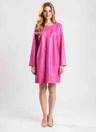 Robe courte fermeture zippée au dos manches longues rose EVA KAYAN femme