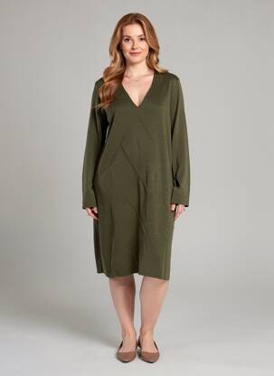 Robe pull col v manches longues vert MARIA BELLENTANI femme