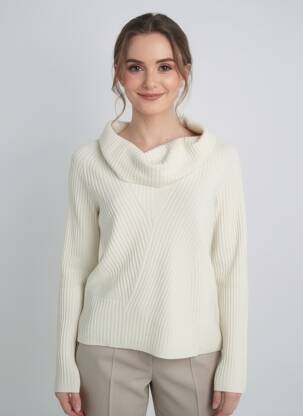 Pull coupe droite manches longues beige ELEONORA AMADEI femme