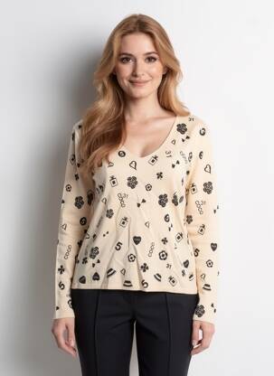 Pull col v manches longues beige ANANKE femme