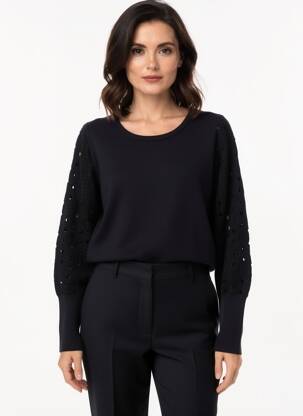 Pull stretch manches longues noir LEO & UGO femme