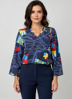 T-shirt manches 3/4 manches 3/4 bleu LEO & UGO femme