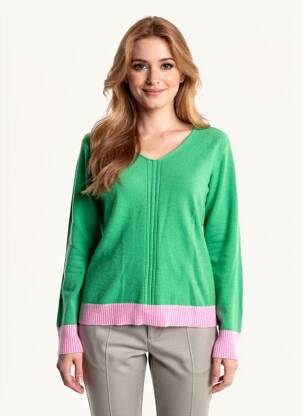 Pull coupe cintrée manches longues vert ANANKE femme