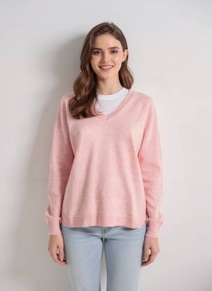Pull coupe cintrée manches longues rose ESTHEME femme