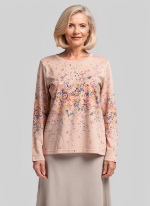 Pull coupe cintrée manches longues rose GEVANA femme