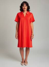 Robe mi-longue manches courtes manches courtes rouge CREAM femme