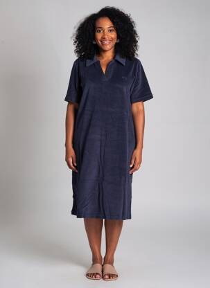 Robe mi-longue manches courtes manches courtes bleu CREAM femme