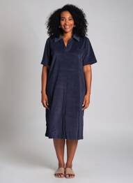 Robe mi-longue manches courtes manches courtes bleu CREAM femme