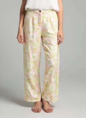 Pantalon droit fermeture zippée sous rabat boutonné vert BRIGITTE BARDOT femme