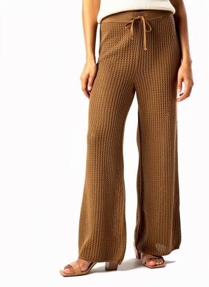 Pantalon flare taille élastique marron PORTOFINO femme