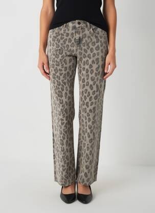 Pantalon droit fermeture zippée sous rabat boutonné beige CREAM femme