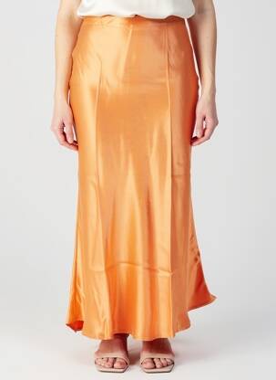 Jupe longue fermeture zip latéral orange SANFASON femme
